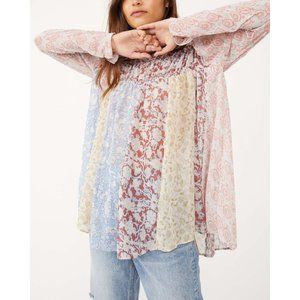 NWT Free People Merrie Mix Print Tunic / Lilac Combo